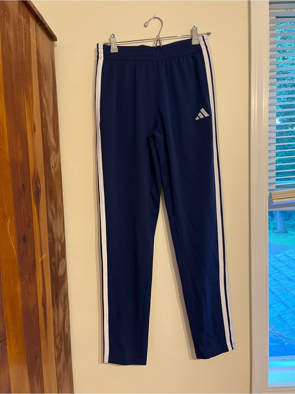 Adidas Navy Joggers with White Side Stripes Excellent condition